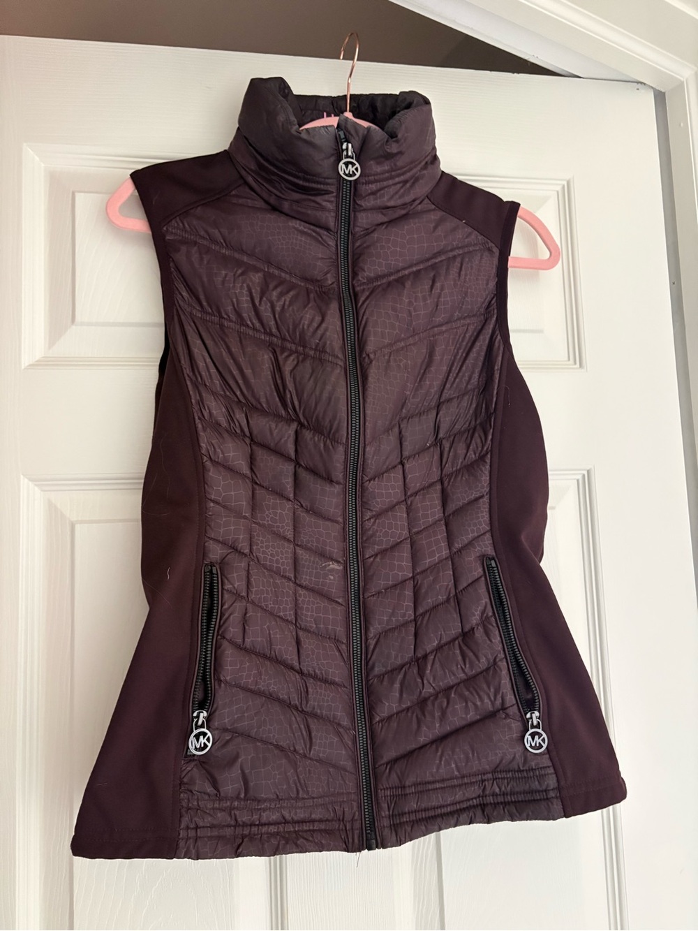 Michael Kors Plum Quilted Sleeveless Puffer Vest